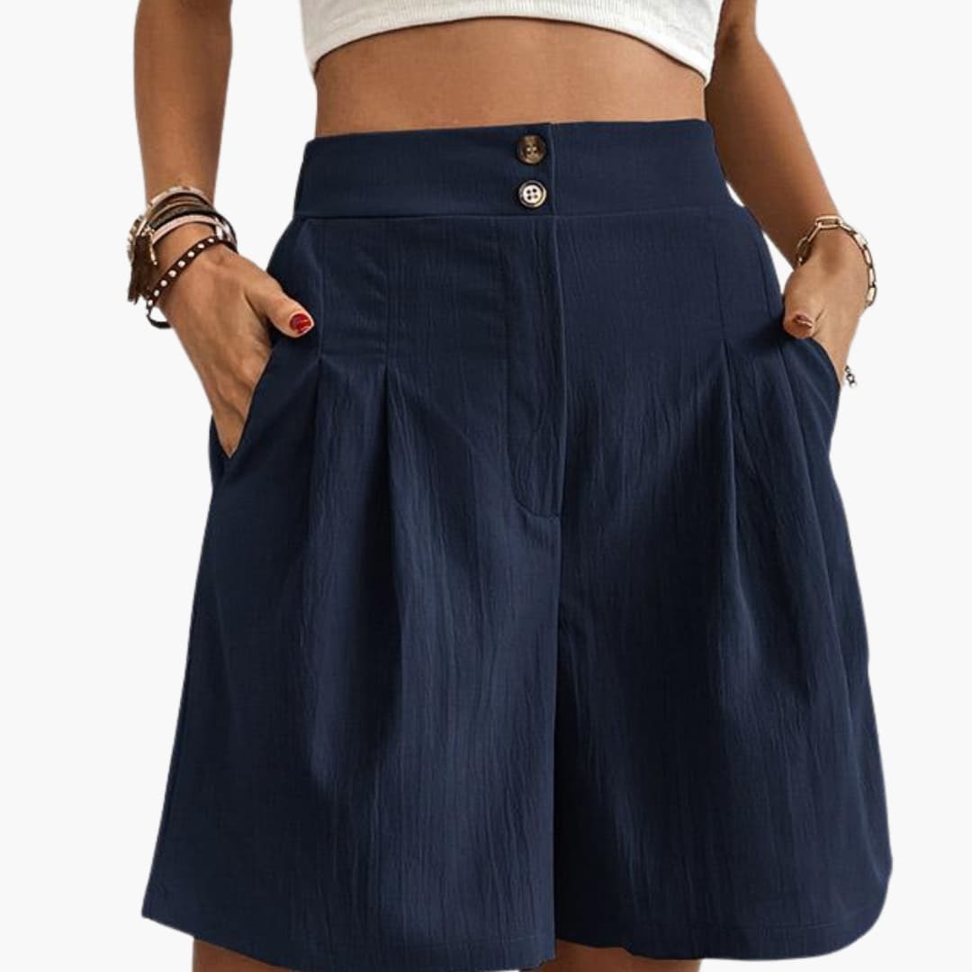 Women's High-Rise Wide-Leg Shorts with Side Pockets