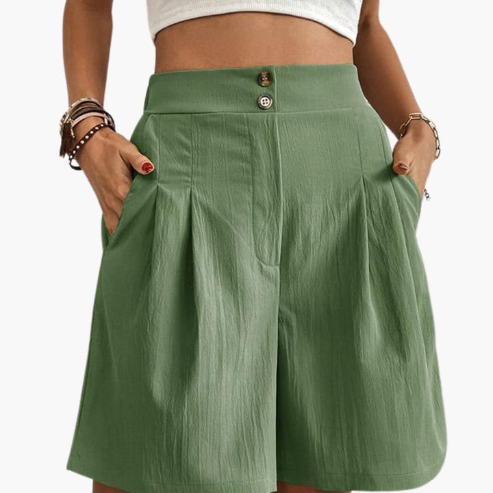 Women's High-Rise Wide-Leg Shorts with Side Pockets