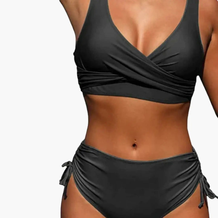 Women’s High-Waisted Two-Piece Bikini Set with Scoop Neck