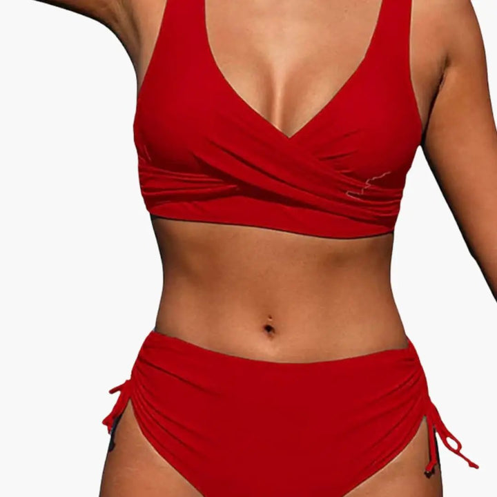 Women’s High-Waisted Two-Piece Bikini Set with Scoop Neck
