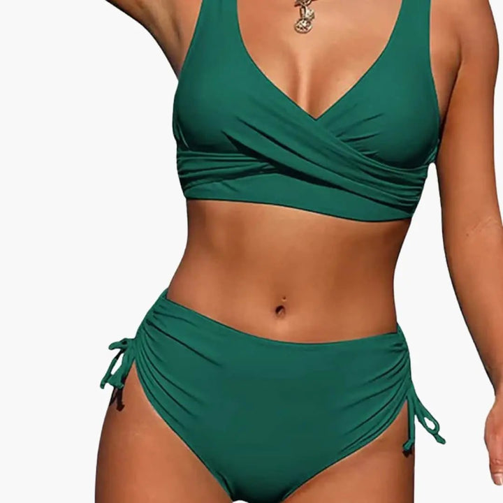 Women’s High-Waisted Two-Piece Bikini Set with Scoop Neck