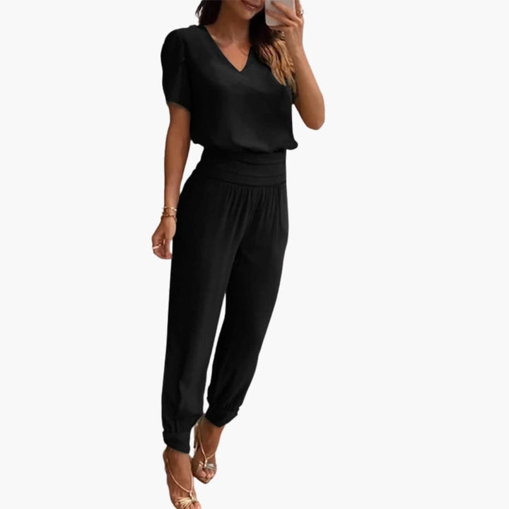 Women’s High Waist Jumpsuit with Spaghetti Straps and Straight Legs