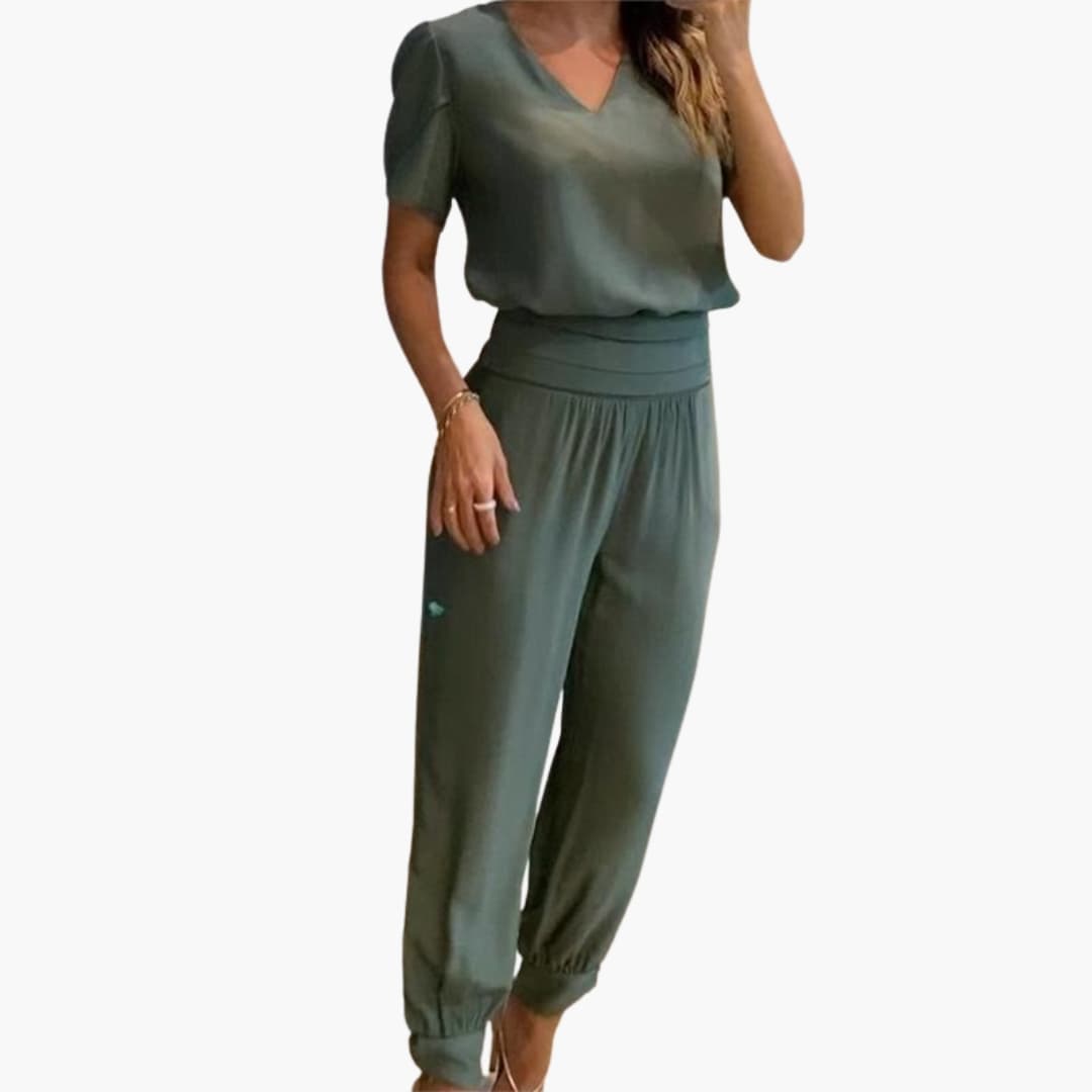 Women’s High Waist Jumpsuit with Spaghetti Straps and Straight Legs