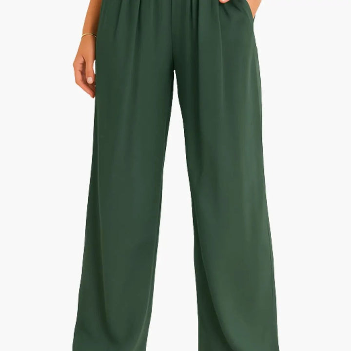 Women’s High Waist Pants with Elastic Band and Wide Leg