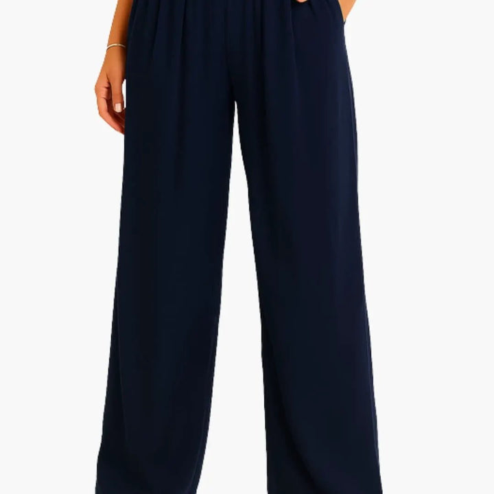 Women’s High Waist Pants with Elastic Band and Wide Leg