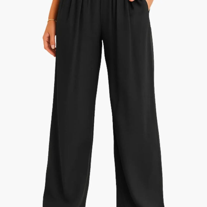 Women’s High Waist Pants with Elastic Band and Wide Leg
