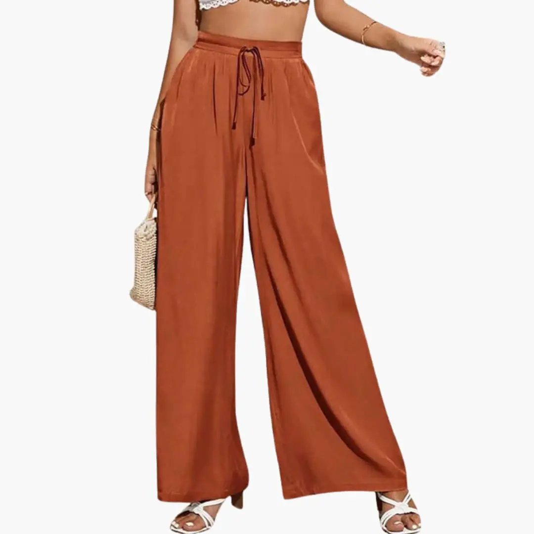 Women’s High Waist Pants with Wide Leg and Side Pockets