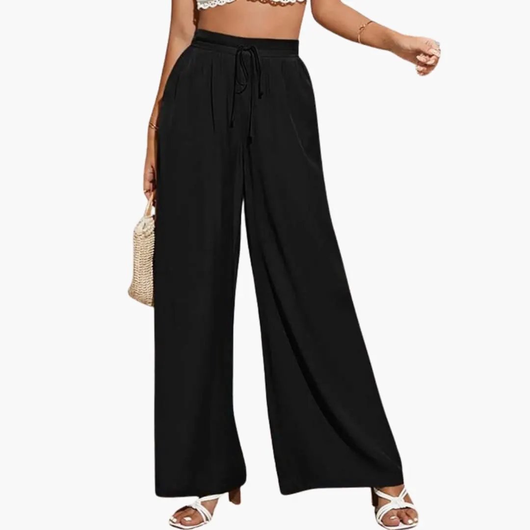 Women’s High Waist Pants with Wide Leg and Side Pockets