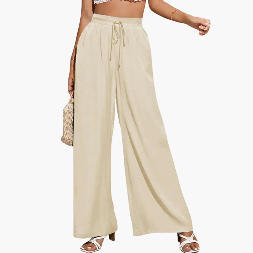 Women’s High Waist Pants with Wide Leg and Side Pockets