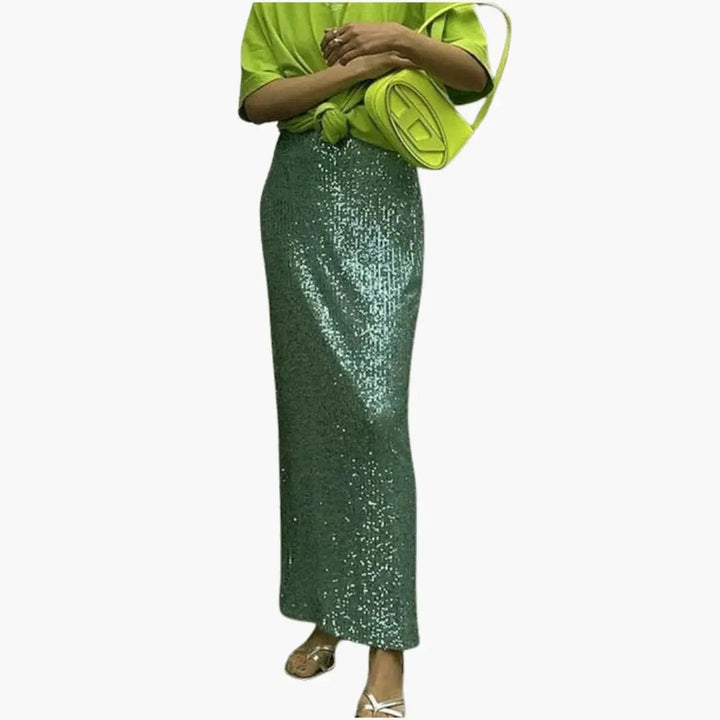 Women's High Waist Sequin Maxi Skirt