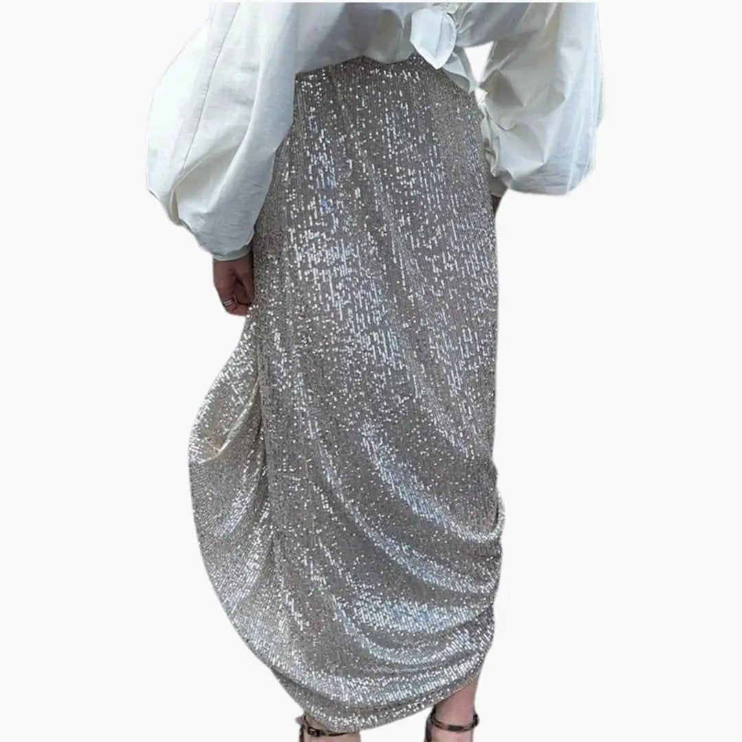 Women's High Waist Sequin Maxi Skirt