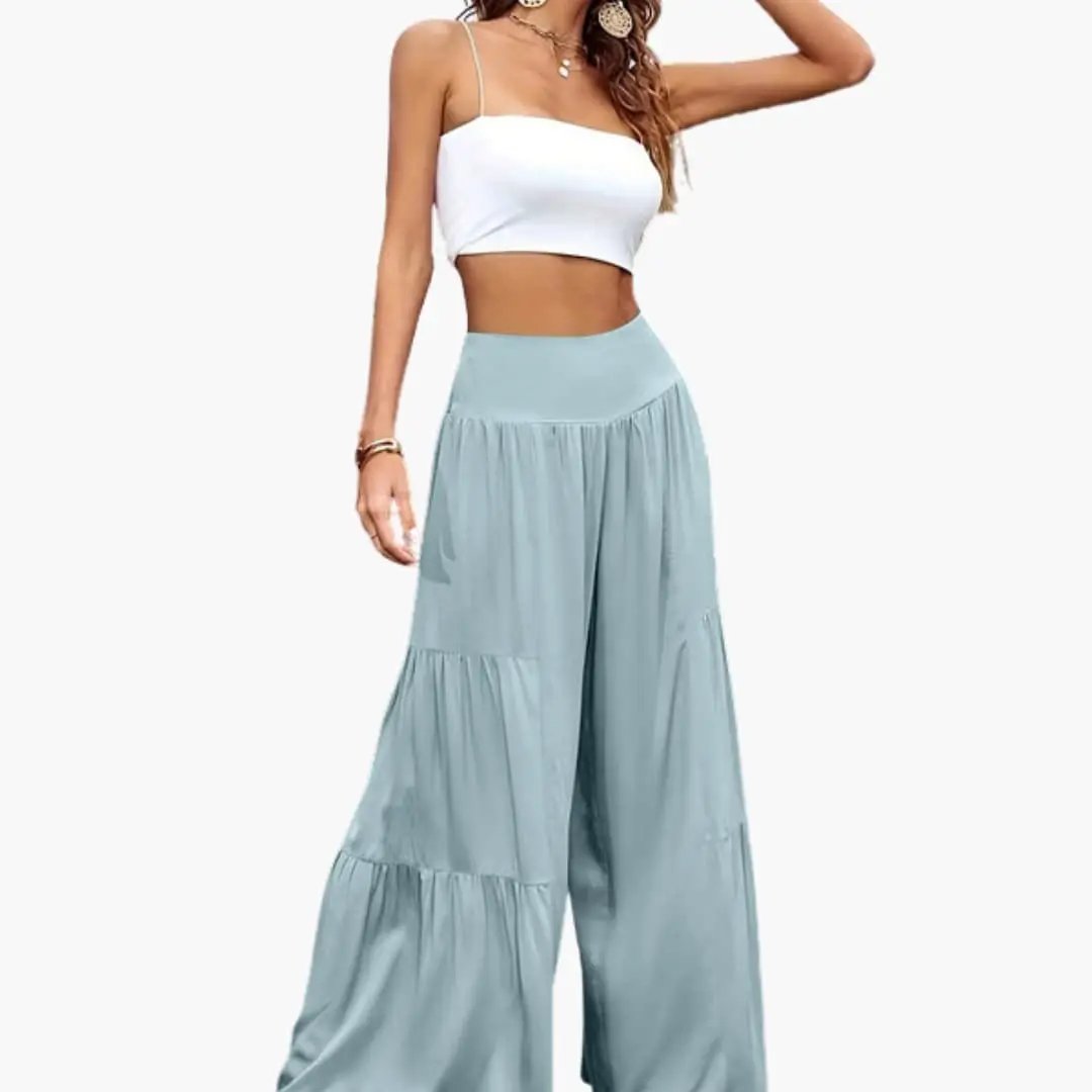 Women’s High Waist Pants with Pleats and Wide Leg