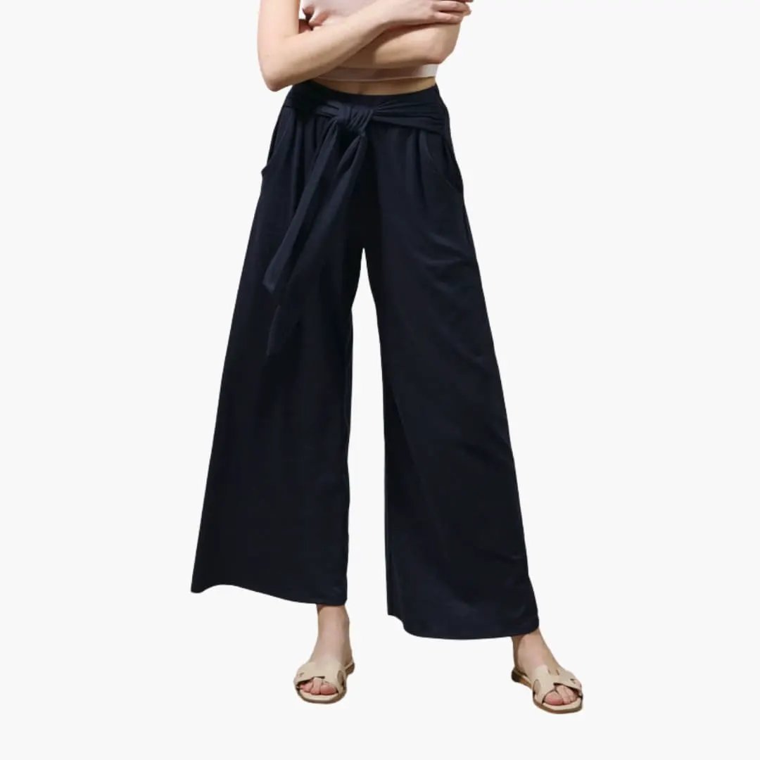 Women’s High Waisted Wide Leg Summer Pants with Bow Tie Waist