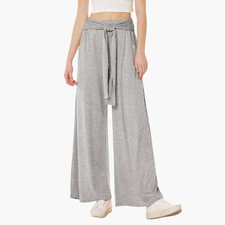 Women’s High Waisted Wide Leg Summer Pants with Bow Tie Waist