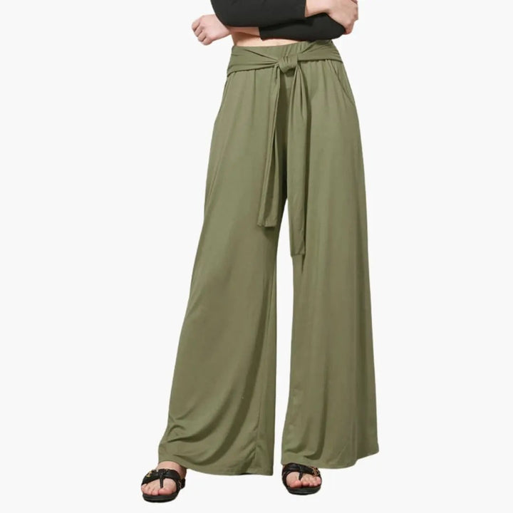 Women’s High Waisted Wide Leg Summer Pants with Bow Tie Waist