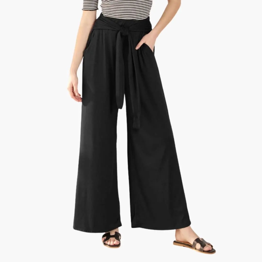 Women’s High Waisted Wide Leg Summer Pants with Bow Tie Waist