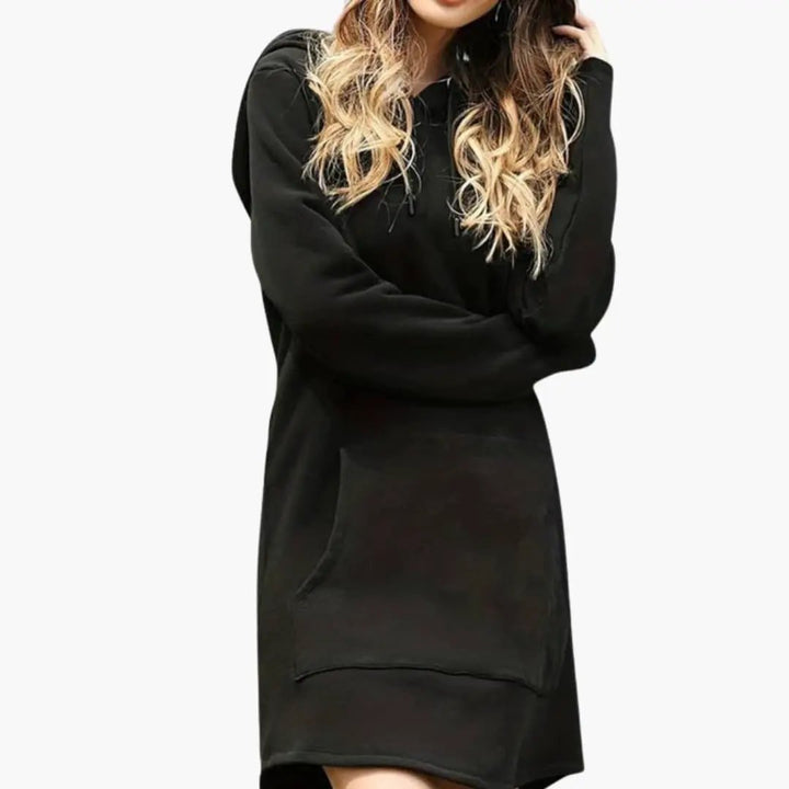 Women’s Hoodie Dress with Drawstring Hood and Kangaroo Pocket