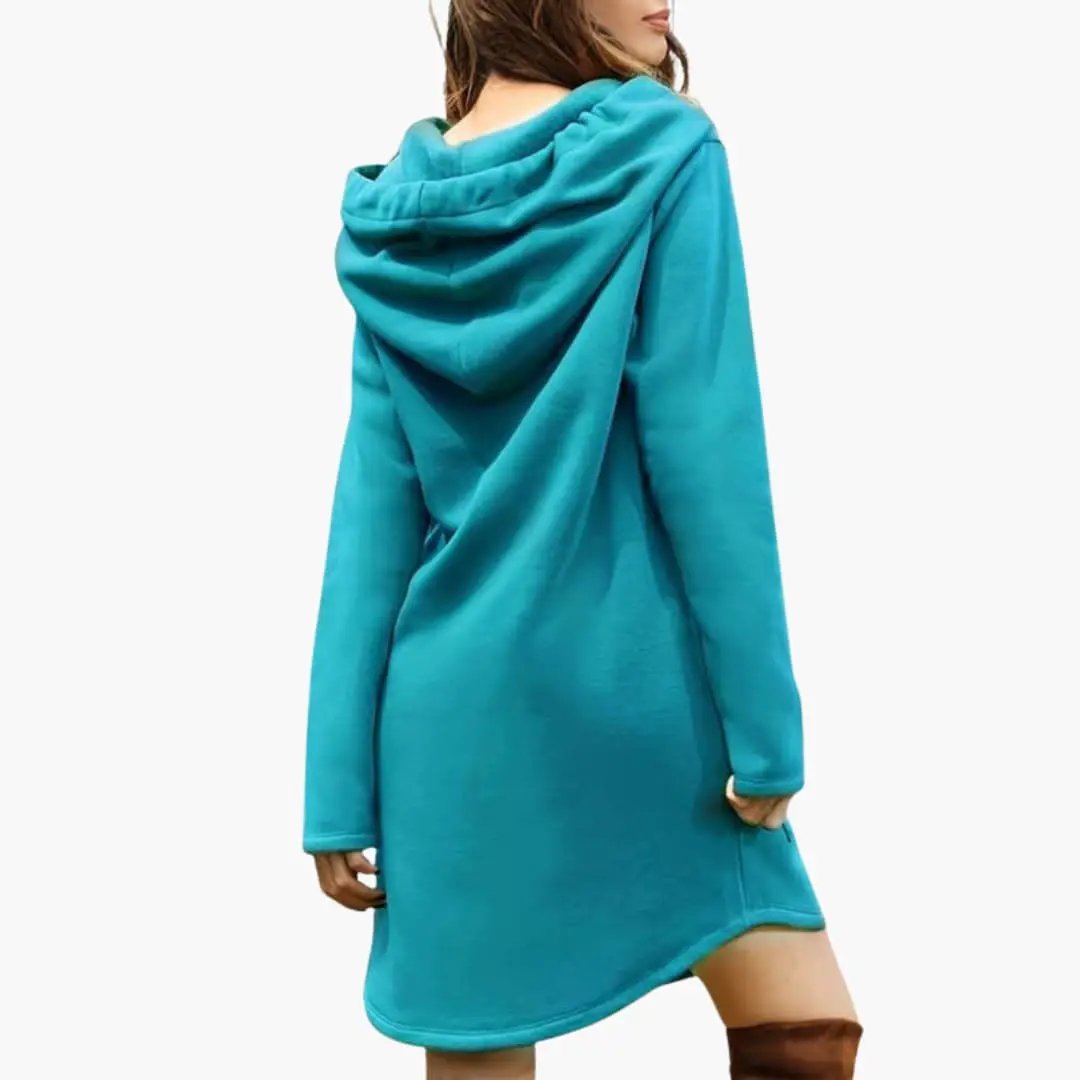 Women’s Hoodie Dress with Drawstring Hood and Kangaroo Pocket