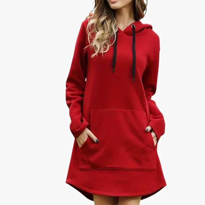 Women’s Hoodie Dress with Drawstring Hood and Kangaroo Pocket
