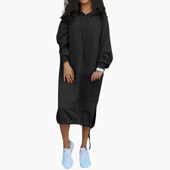 Women’s Hoodie Dress with Kangaroo Pocket and Drawstring Hem