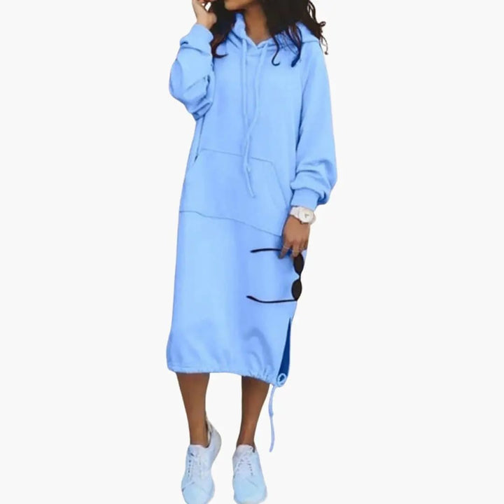 Women’s Hoodie Dress with Kangaroo Pocket and Drawstring Hem