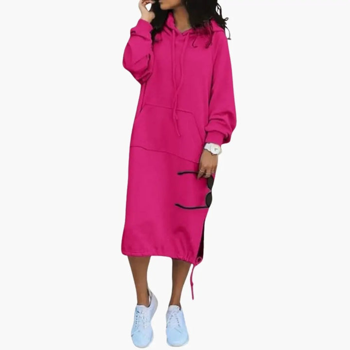 Women’s Hoodie Dress with Kangaroo Pocket and Drawstring Hem