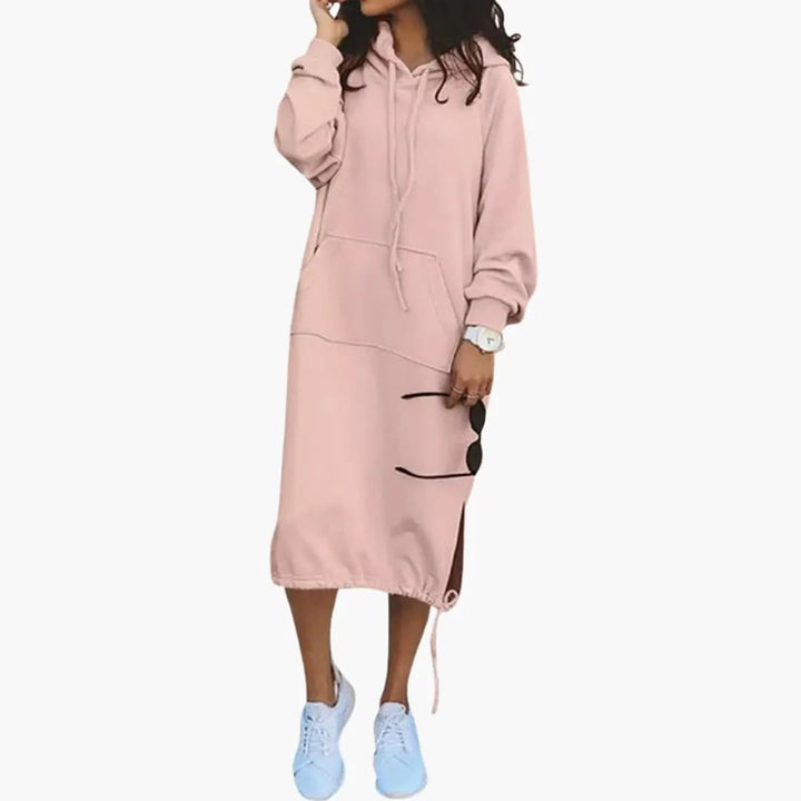 Women’s Hoodie Dress with Kangaroo Pocket and Drawstring Hem