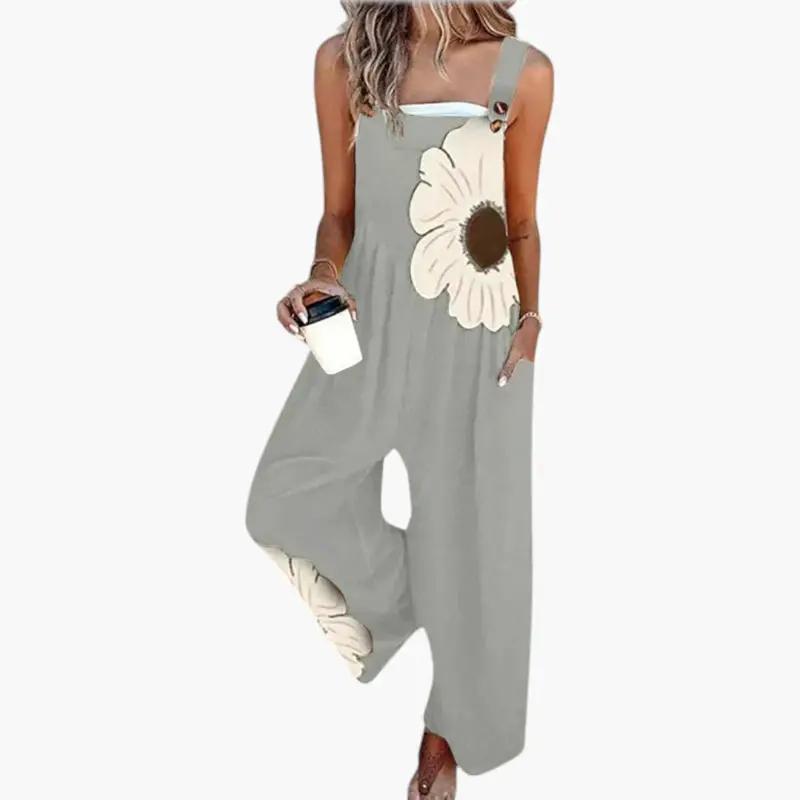 Women's Jumpsuit with Adjustable Straps and Wide Legs