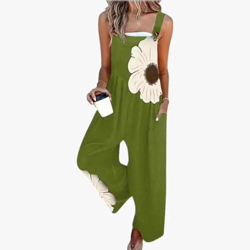 Women's Jumpsuit with Adjustable Straps and Wide Legs