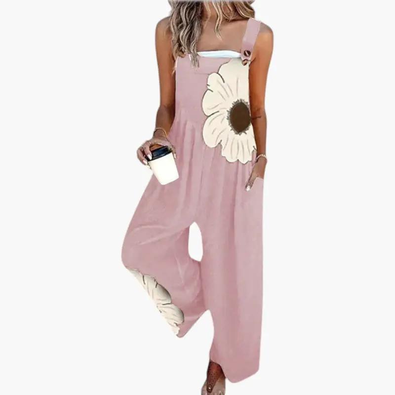 Women's Jumpsuit with Adjustable Straps and Wide Legs