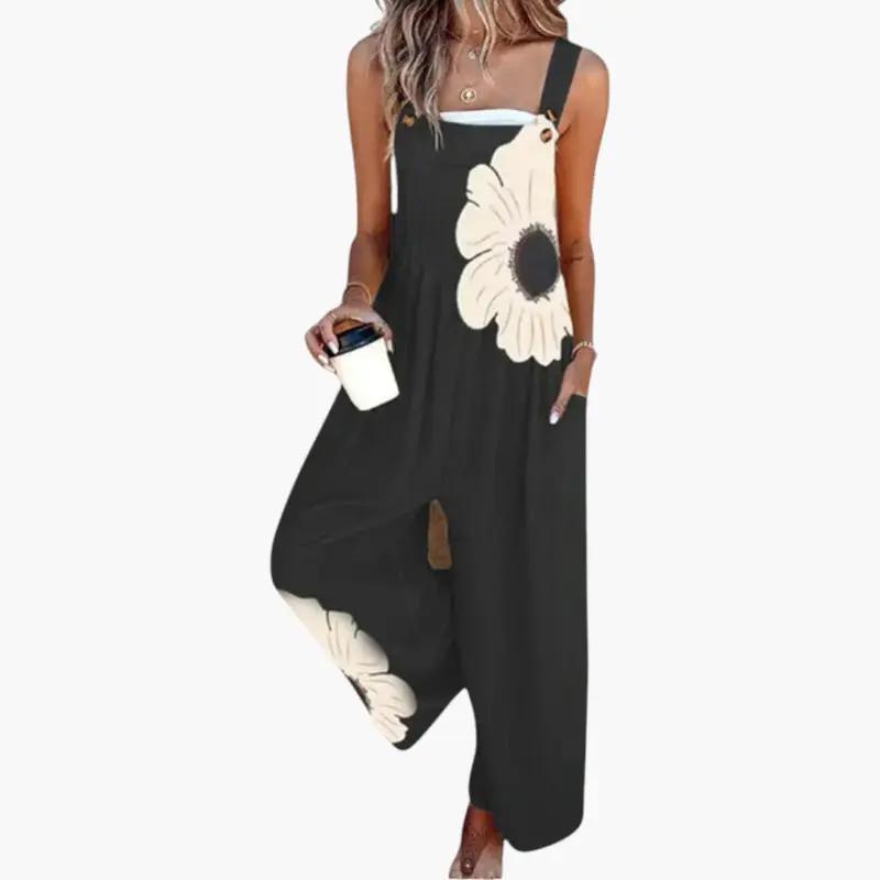 Women's Jumpsuit with Adjustable Straps and Wide Legs