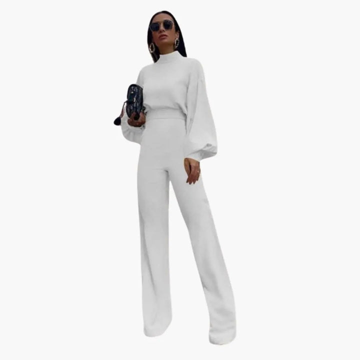 Women’s Jumpsuit with Half Collar and Long Sleeves