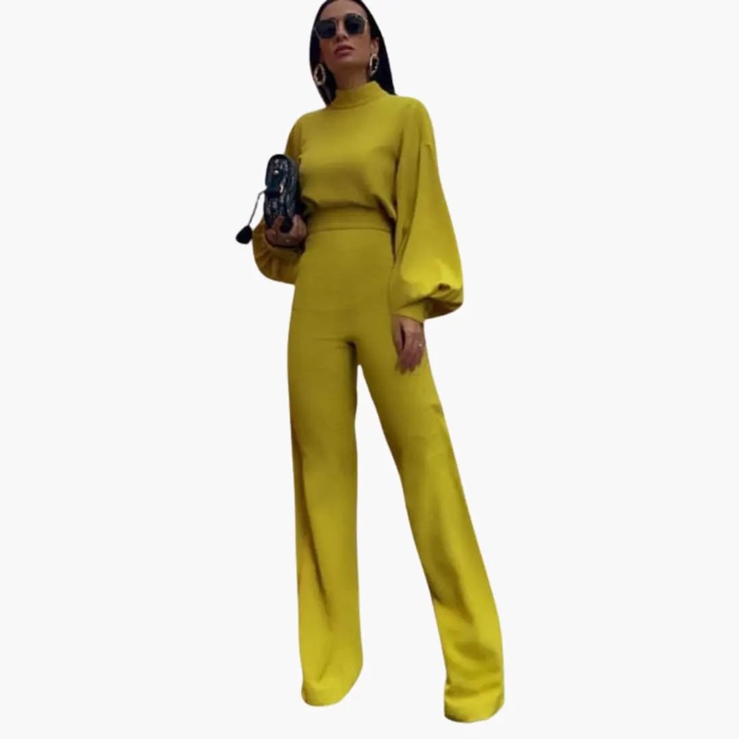 Women’s Jumpsuit with Half Collar and Long Sleeves