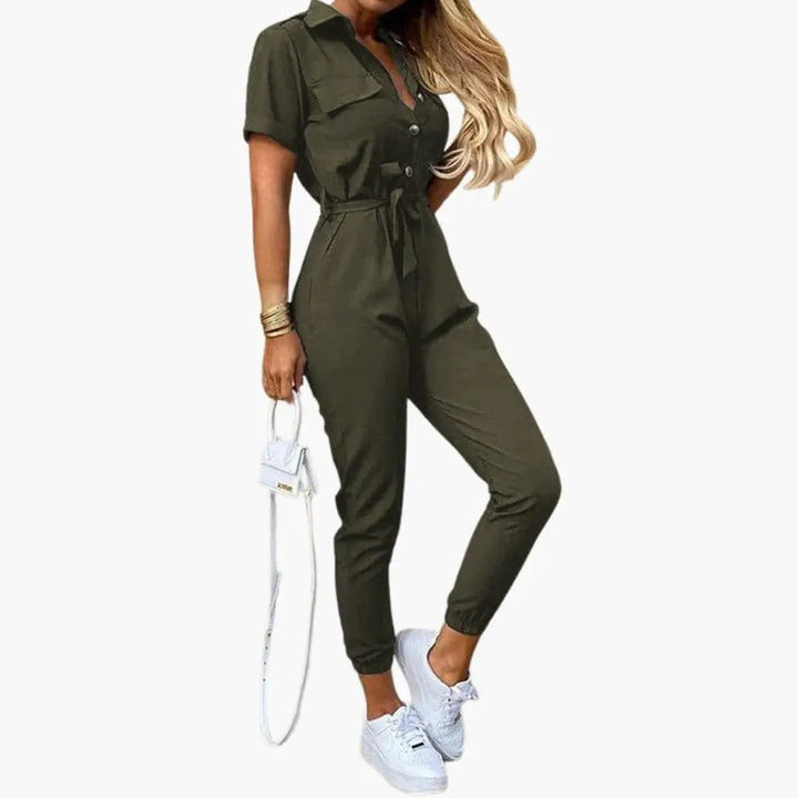 Women’s Jumpsuit with Straight Cut and Plain Exterior