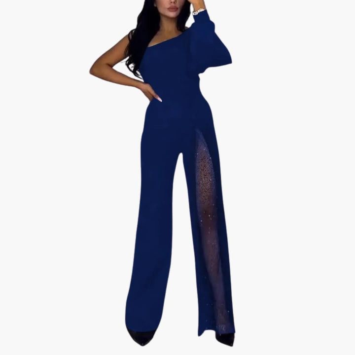 Women’s Jumpsuit with Transparent Inserts and Sequined Details