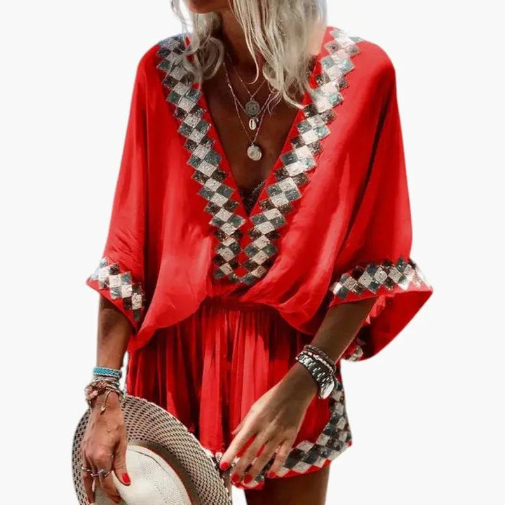 Women's Jumpsuit with V Neckline and Wide Legs