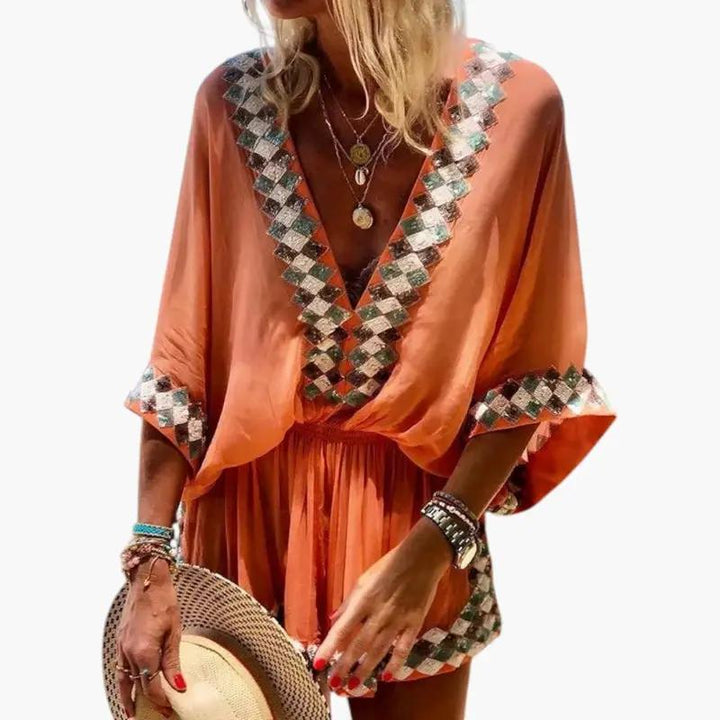 Women's Jumpsuit with V Neckline and Wide Legs