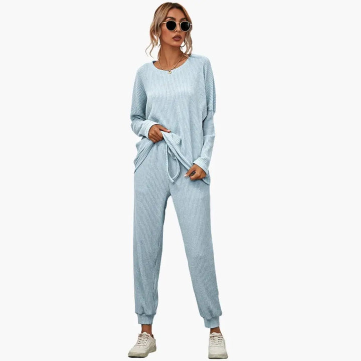 Women’s Knit Jumpsuit with Elastic Waist and Side Pockets