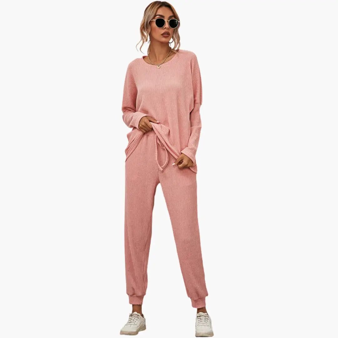 Women’s Knit Jumpsuit with Elastic Waist and Side Pockets