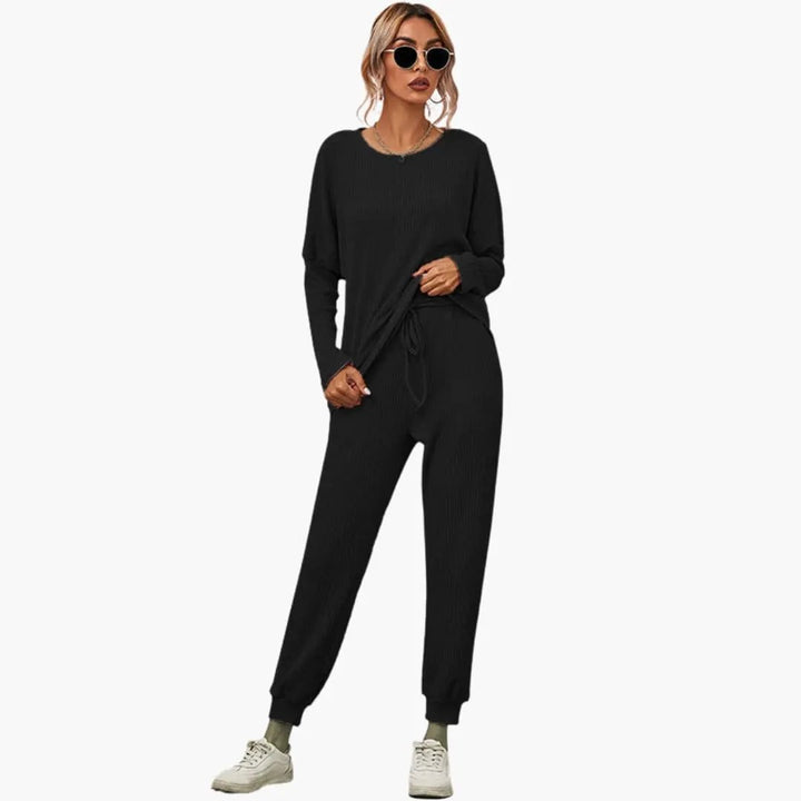 Women’s Knit Jumpsuit with Elastic Waist and Side Pockets
