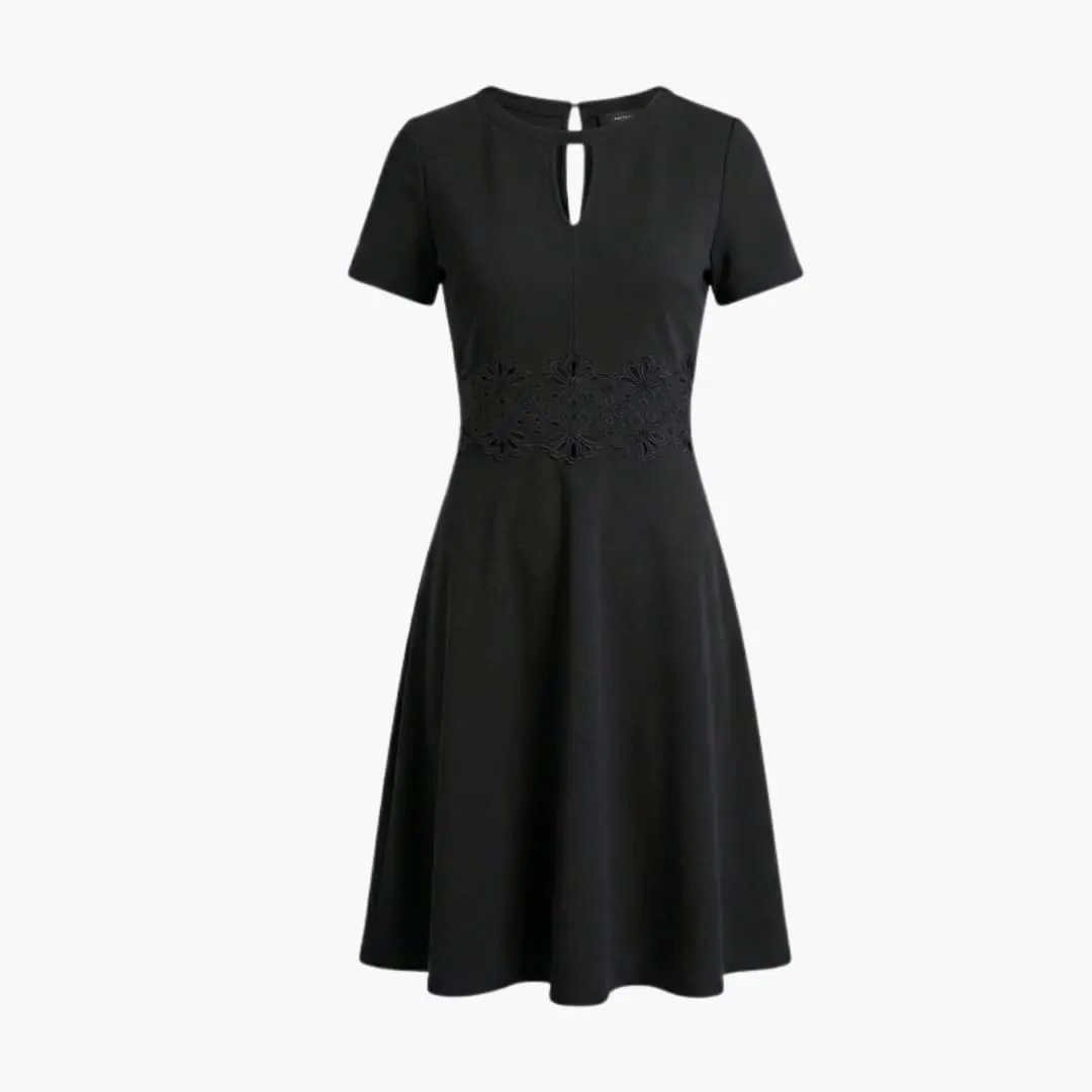 Women’s Lace Waist Dress with Short Sleeves and Defined Fit