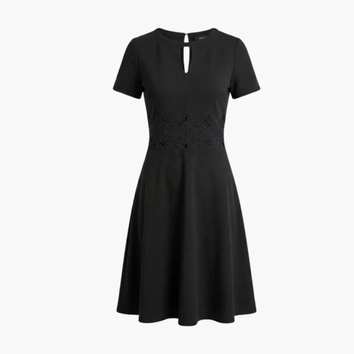 Women’s Lace Waist Dress with Short Sleeves and Defined Fit