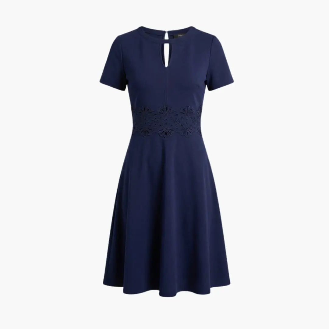 Women’s Lace Waist Dress with Short Sleeves and Defined Fit