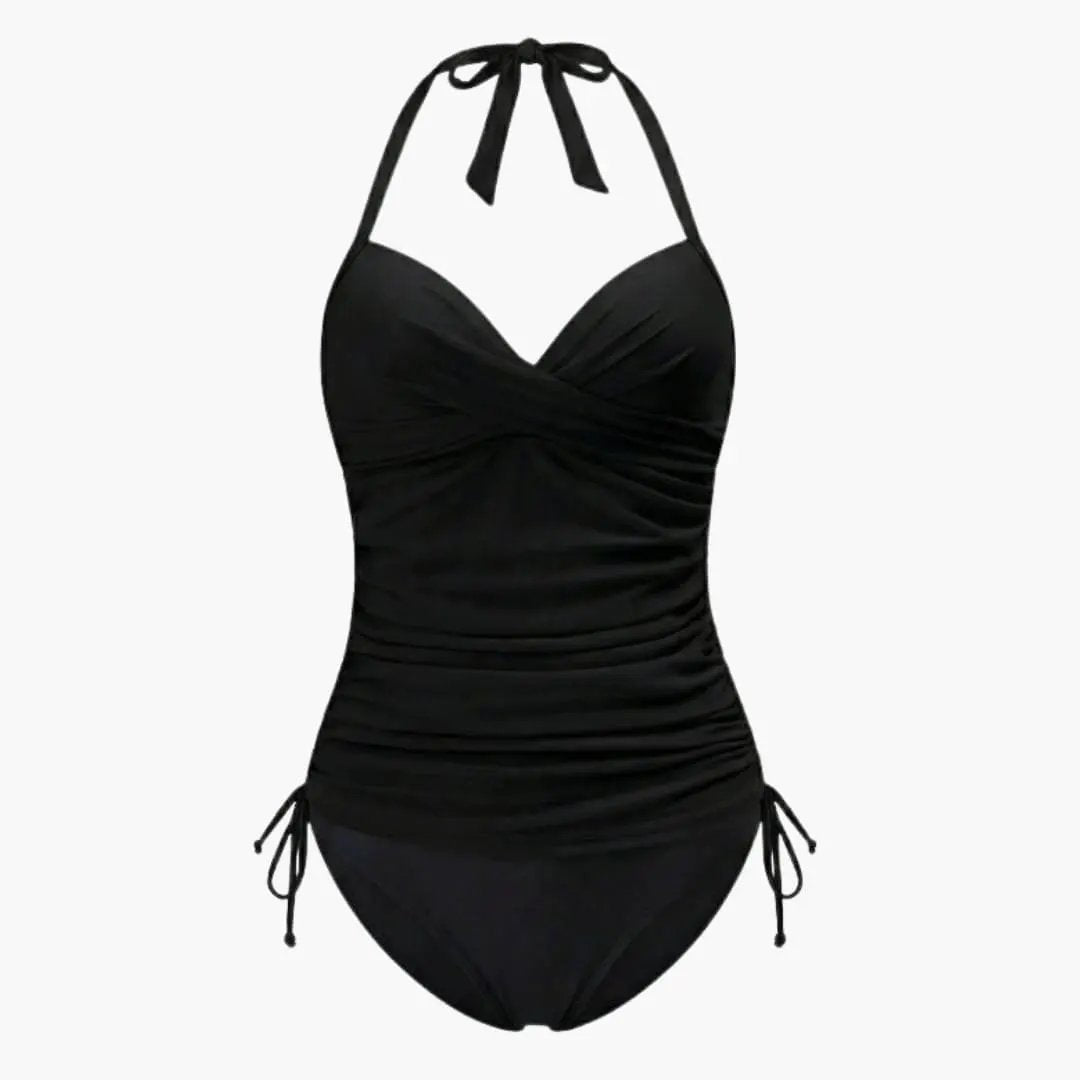 Women’s Leopard V-Neck Tankini Set with Belted High-Waist Bottom
