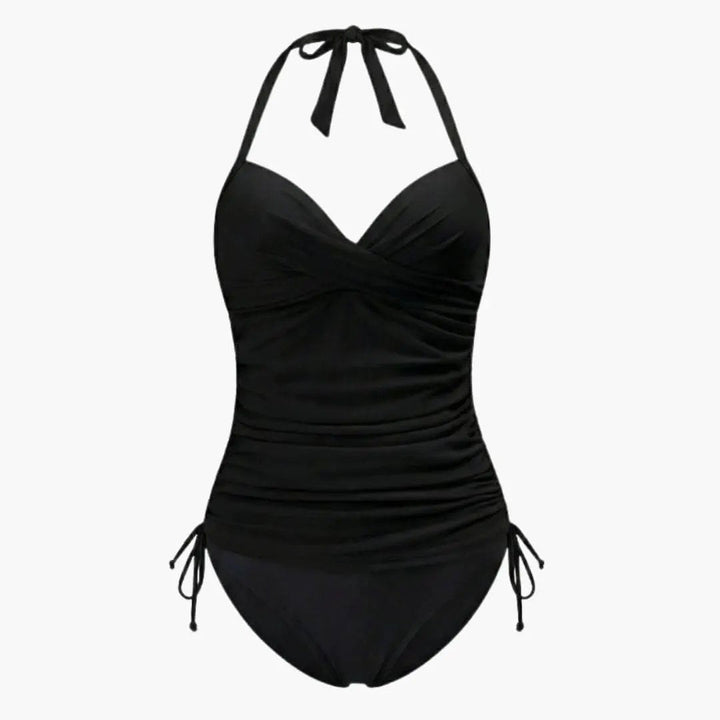 Women’s Leopard V-Neck Tankini Set with Belted High-Waist Bottom