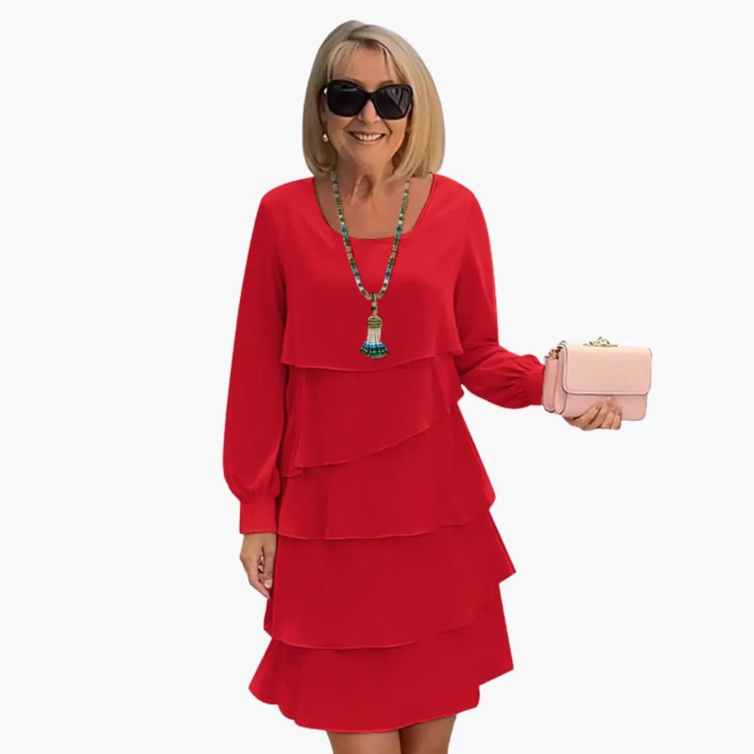 Women’s Long Sleeve Dress with Layered Skirt
