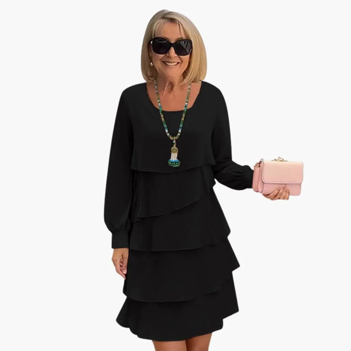 Women’s Long Sleeve Dress with Layered Skirt