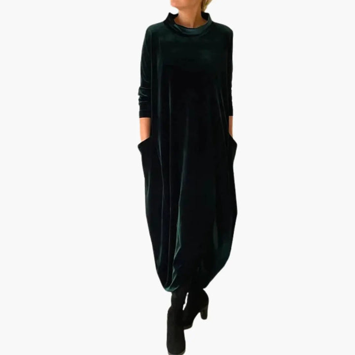 Women's Long Sleeve Evening Dress with Textured Material