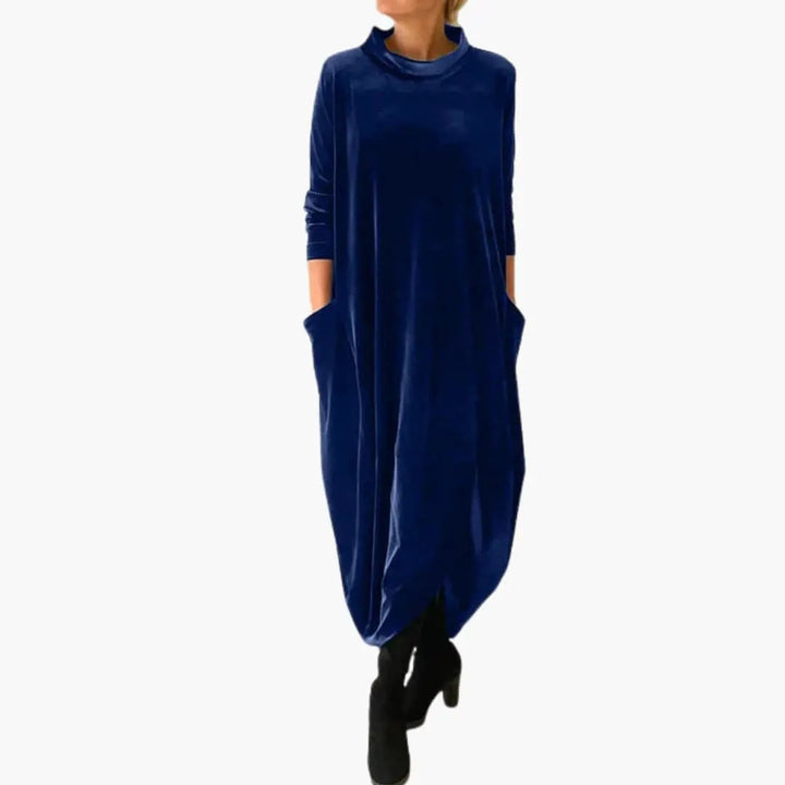 Women's Long Sleeve Evening Dress with Textured Material
