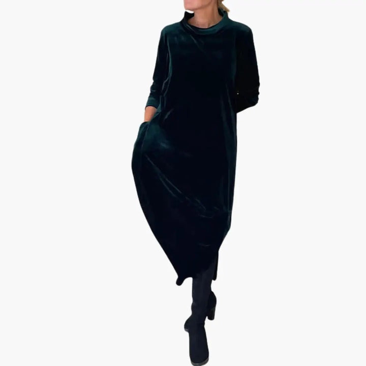 Women's Long Sleeve Evening Dress with Textured Material